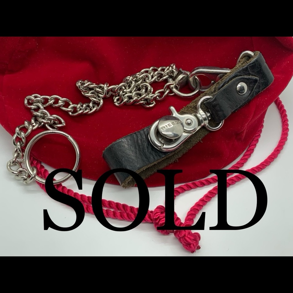 Diesel Leather & Chrome Motorcycle Keychain